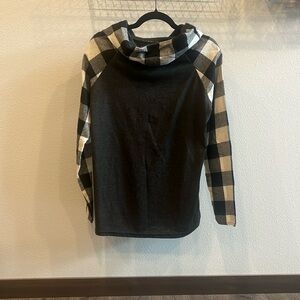 Buffalo Plaid Cowl Neck Lightweight Sweater